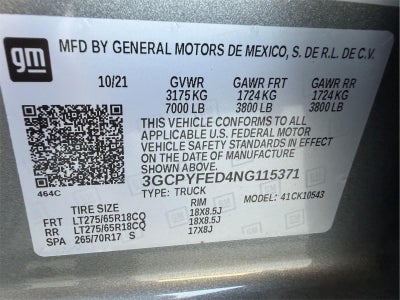 2022 Chevrolet Silverado 1500 LTD 4WD Crew Cab Short Bed LT Trail Boss